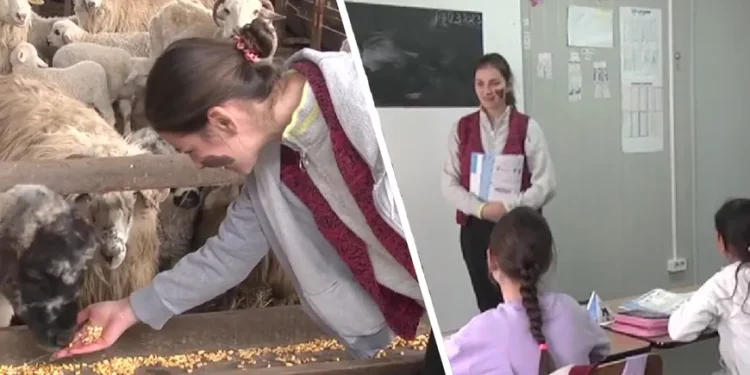 Maria, dascăl și fermier. Dimineața le predă elevilor, iar după ore se ocupă de ferma familiei